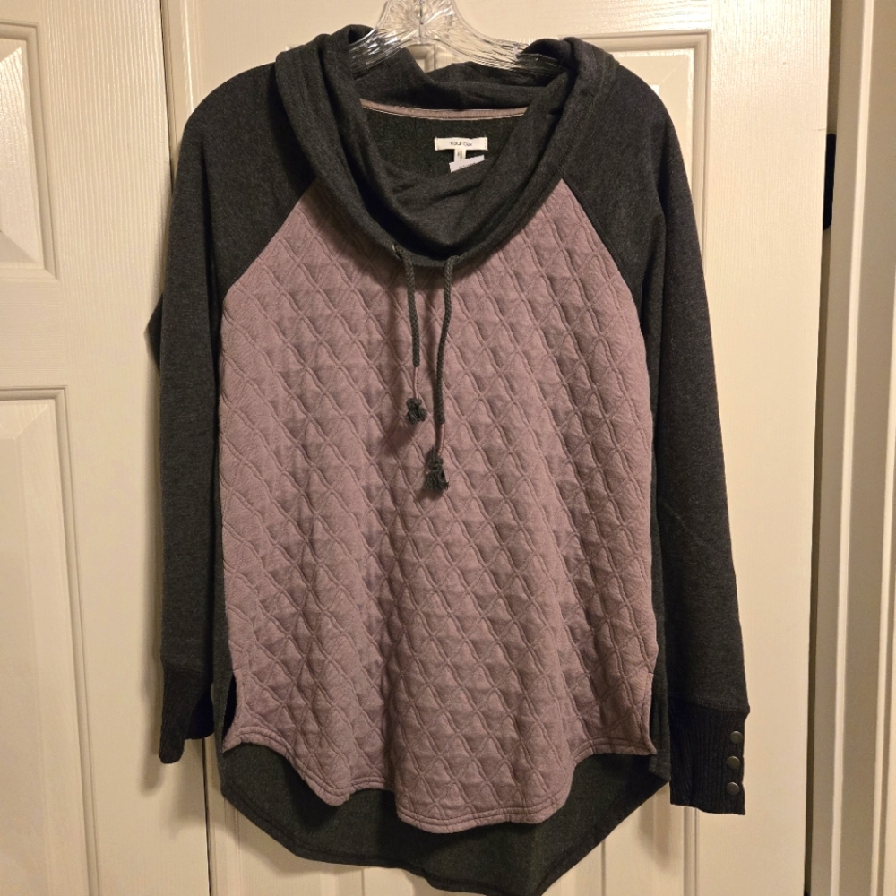 Maurices Gray and Purple Quilted Hoodie